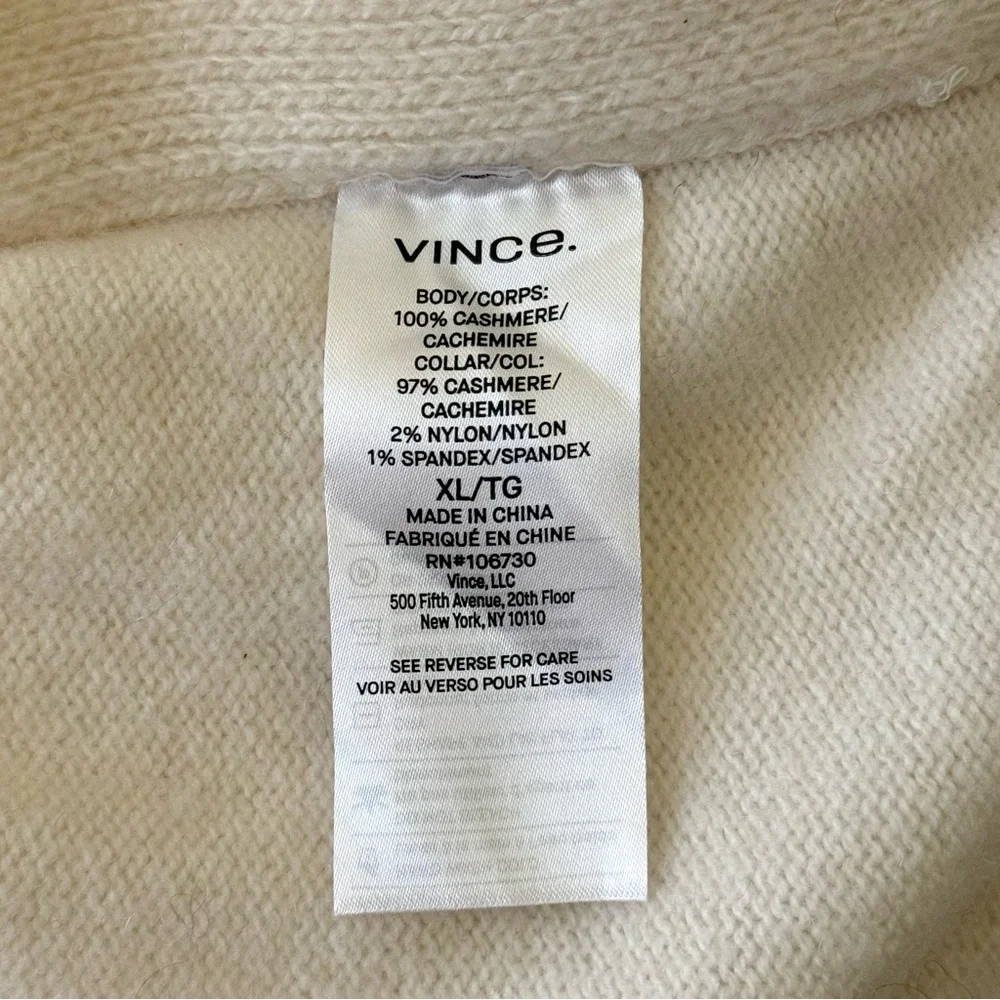 NWT Vince 100% Cashmere V-Neck Tunic Sweater in Cream - Women’s XL - Picture 6 of 6